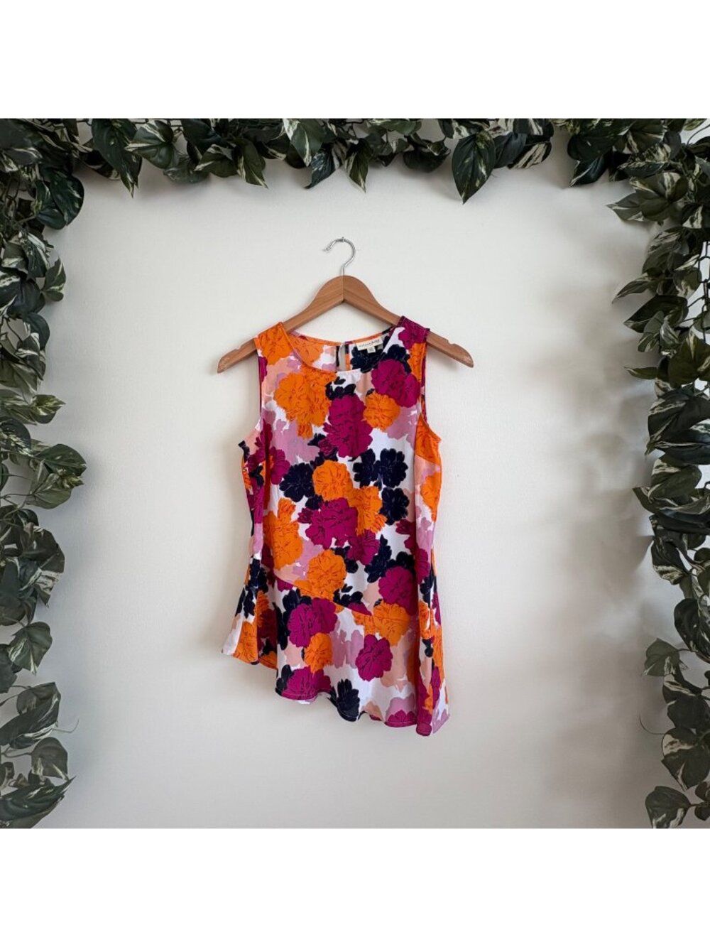 Maison Jules Sleeveless Scoop Neck Asymmetrical Blouse Multi Women’s Sz XS